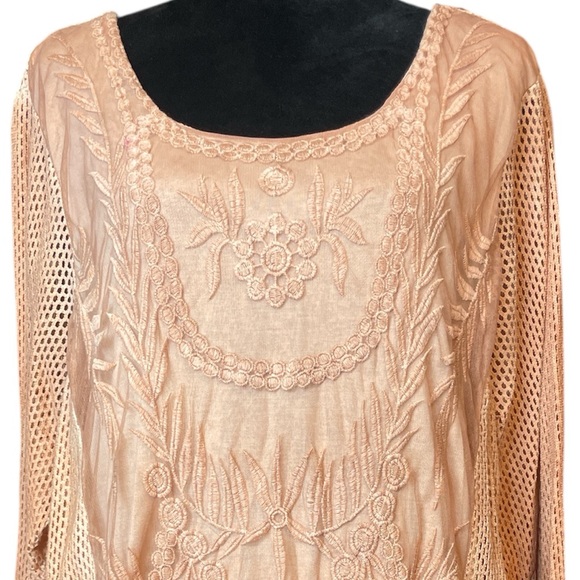 Indigo Thread Co. Elegant Pink Lace Tunic Dress - Picture 2 of 10